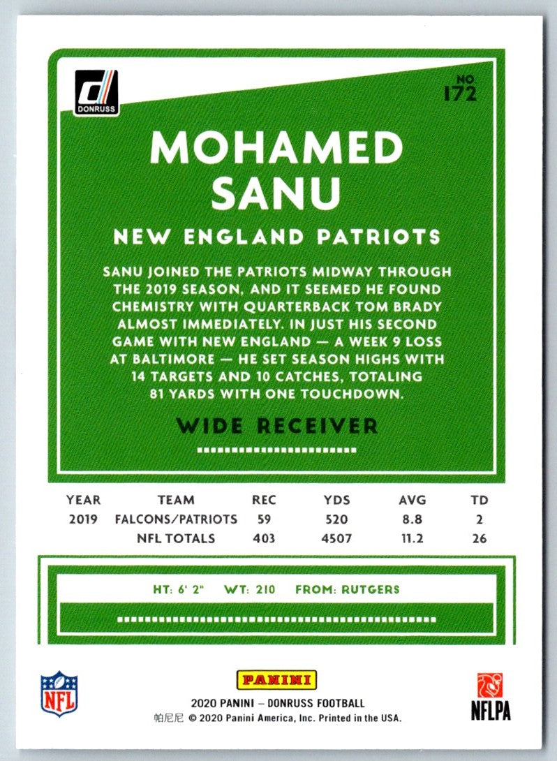 2020 Donruss Mohamed Sanu