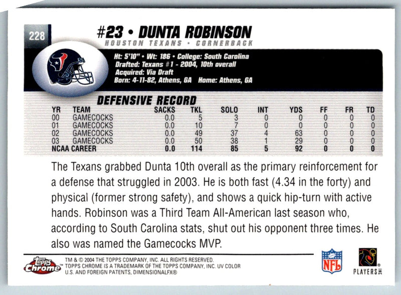 2004 Topps Chrome Dunta Robinson