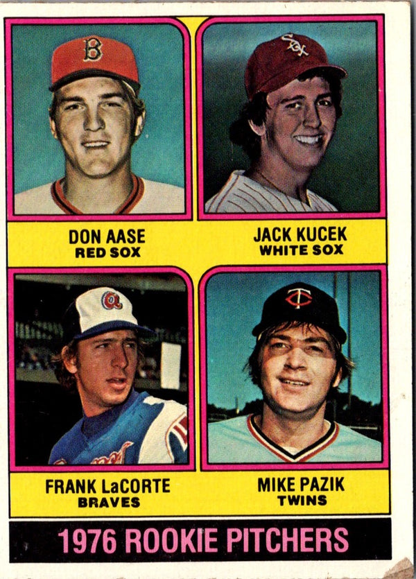 1976 Topps Rookie Pitchers - Don Aase/Jack Kucek/Frank LaCorte/Mike Pazik #597 Rookie