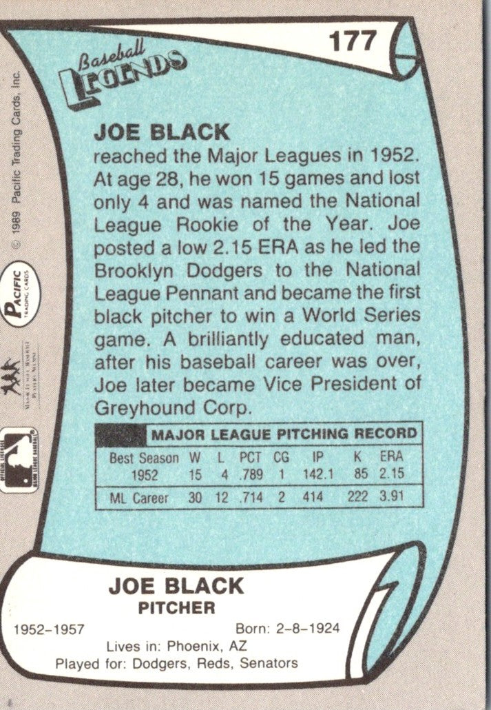 1989 Pacific Legends II Joe Black