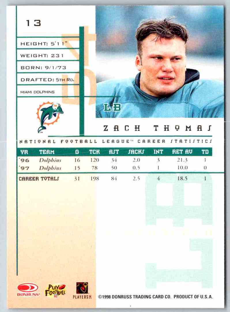1998 Leaf Rookies And Stars Zach Thomas