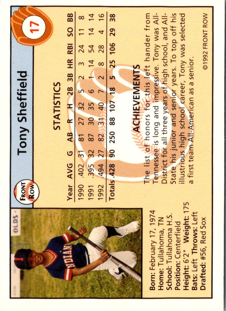 1992 Front Row Draft Picks Tony Sheffield