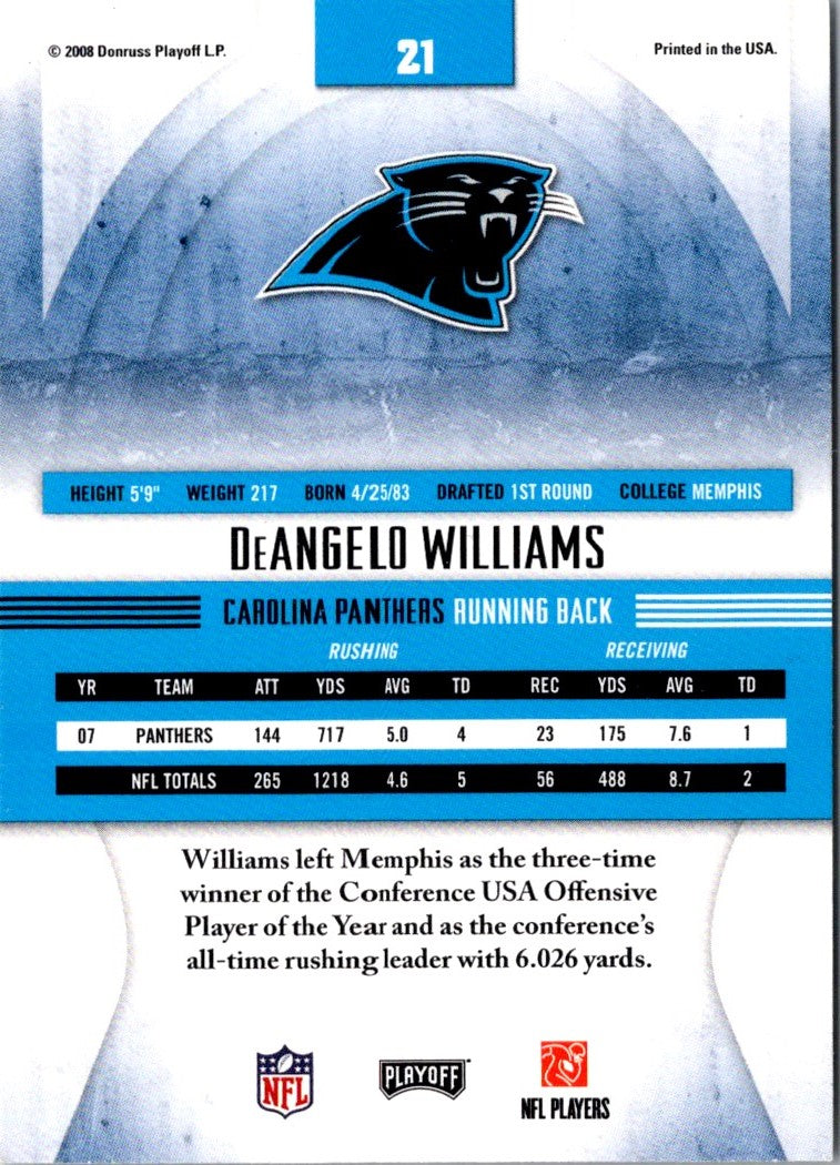 2008 Playoff Absolute Memorabilia DeAngelo Williams