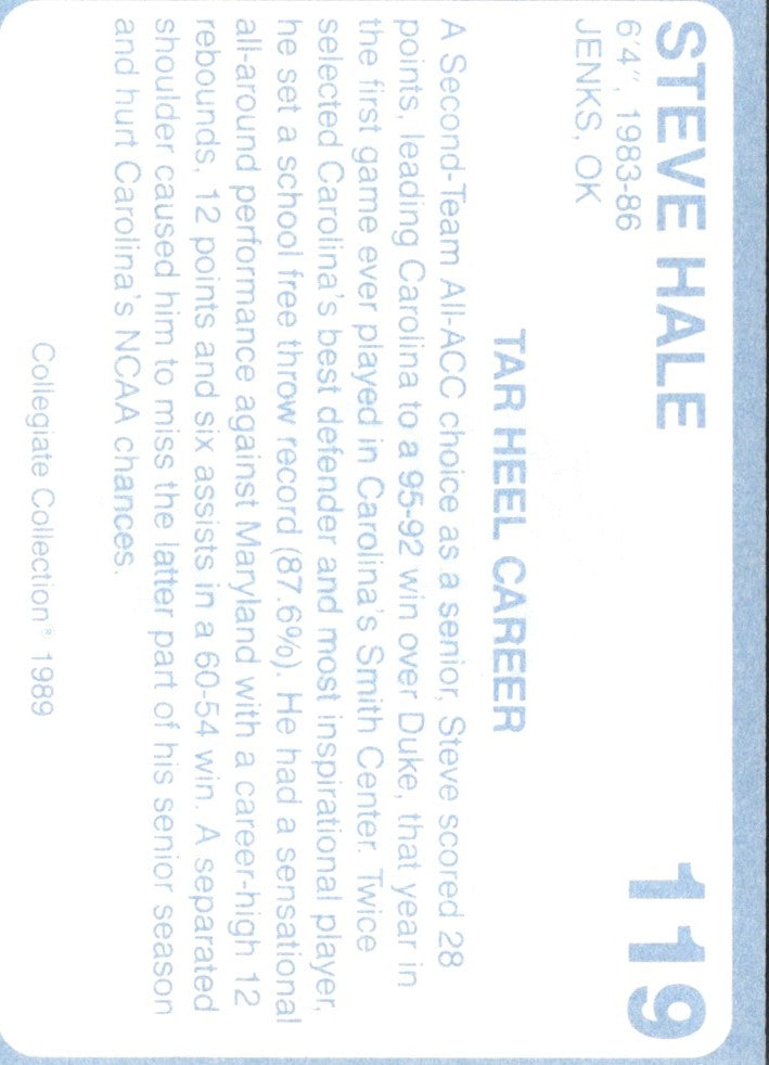 1989 Collegiate Collection North Carolina's Finest Steve Hale