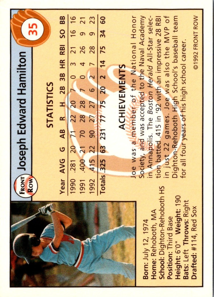 1992 Front Row Draft Picks Joe Hamilton