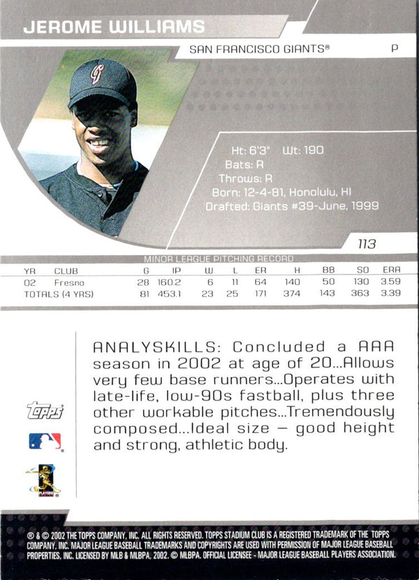 2003 Stadium Club Jerome Williams #113B