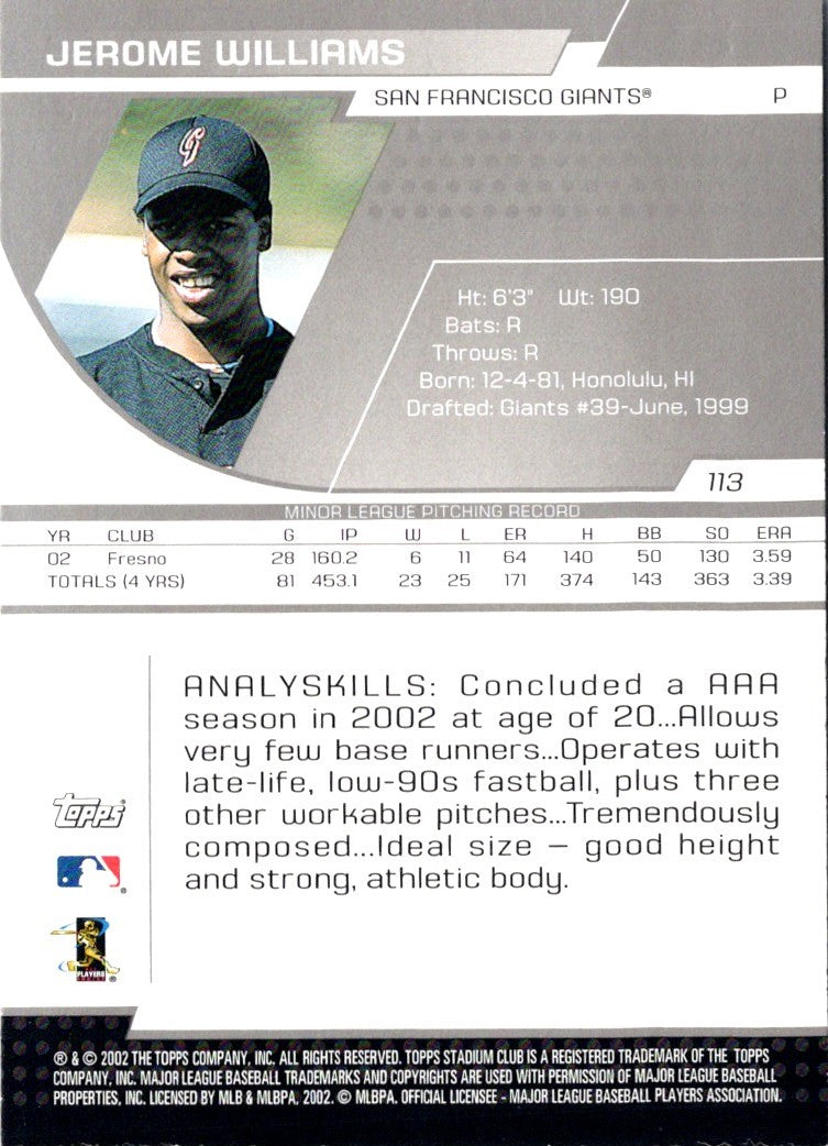 2003 Stadium Club Jerome Williams