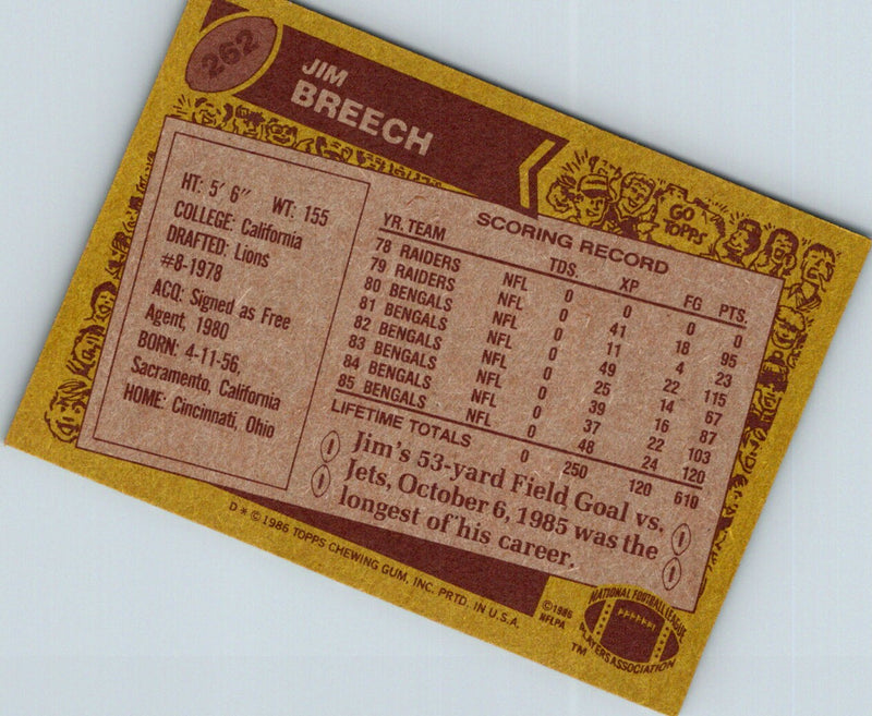 1986 Topps Jim Breech