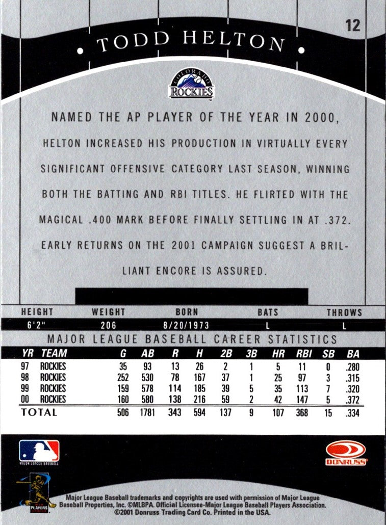 2001 Donruss Todd Helton