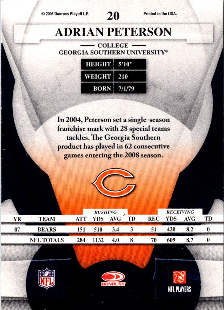 2009 Playoff Absolute Memorabilia Team Trios Materials NFL Adrian Peterson/Bernard Berrian/Chester Taylor