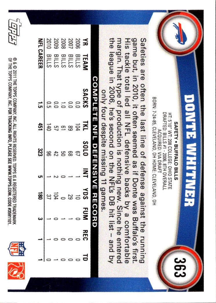 2011 Topps Donte Whitner