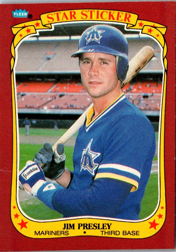 1986 Fleer Star Stickers Jim Presley #89