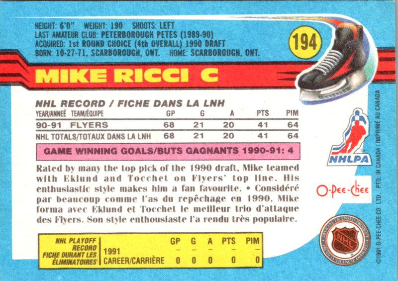 1991 O-Pee-Chee Mike Ricci