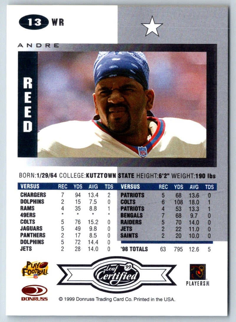 1999 Leaf Certified Andre Reed