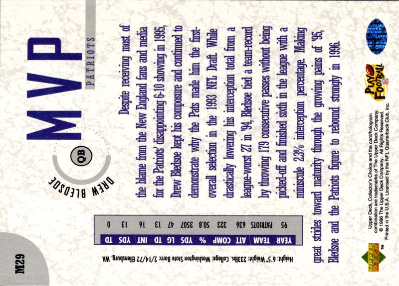 1996 Collector's Choice MVPs Drew Bledsoe