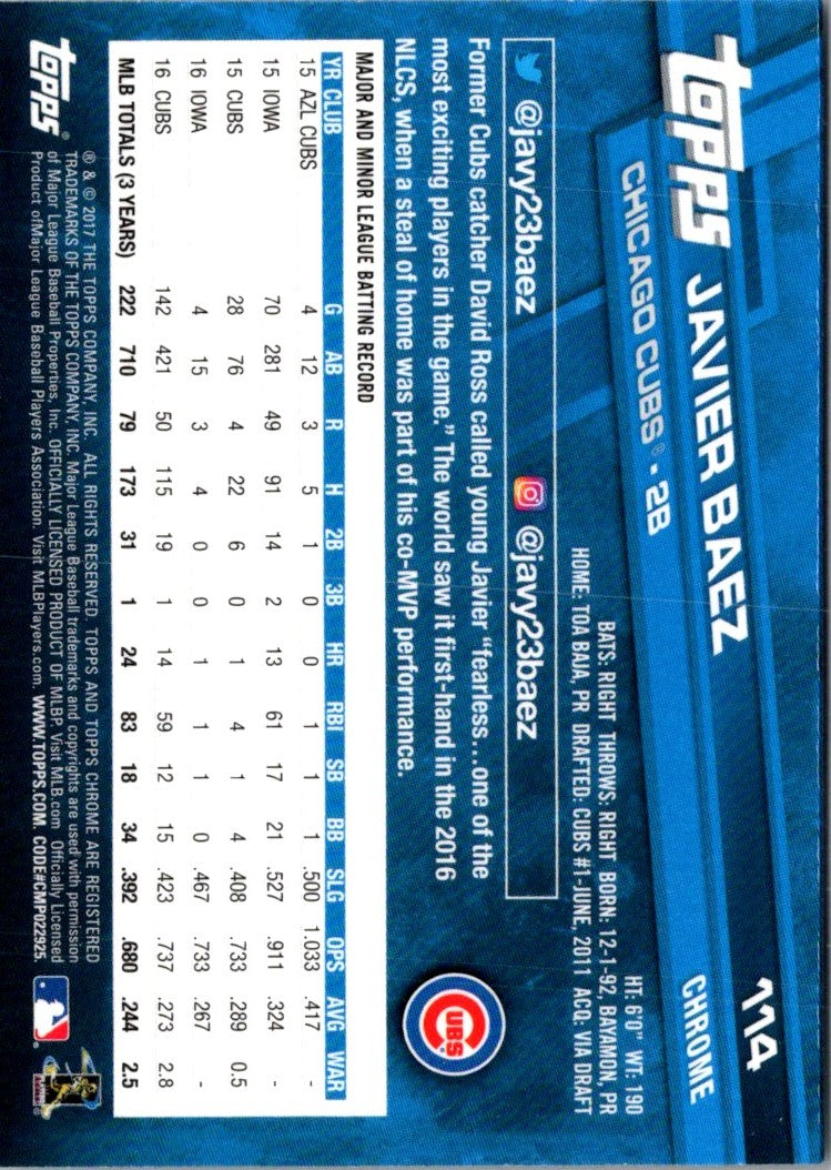 2017 Topps Chrome Javier Baez