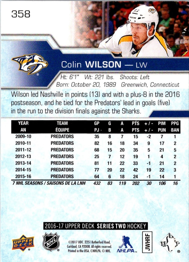 2017 Upper Deck Colin Wilson