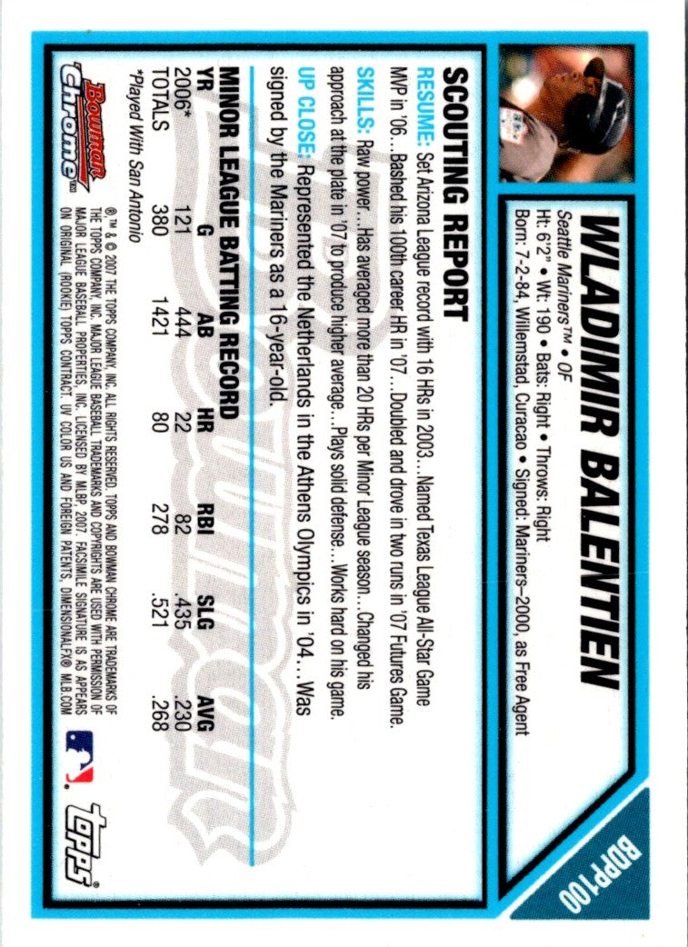 2007 Bowman Draft Picks & Prospects Chrome Wladimir Balentien