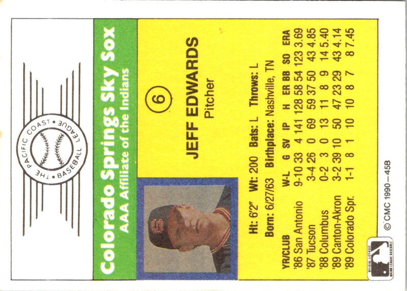 1990 CMC Colorado Springs Sky Sox Jeff Edwards