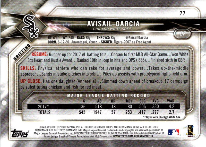 2018 Bowman Avisail Garcia