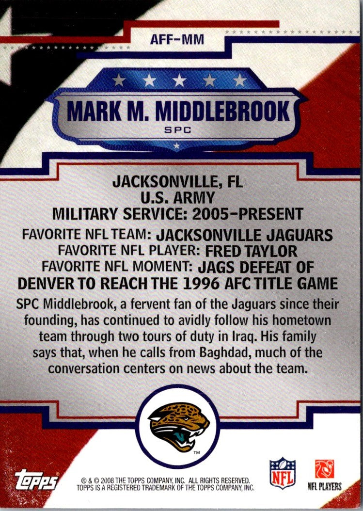 2008 Topps Armed Forces Fans of the Game SPC Mark M. Middlebrook