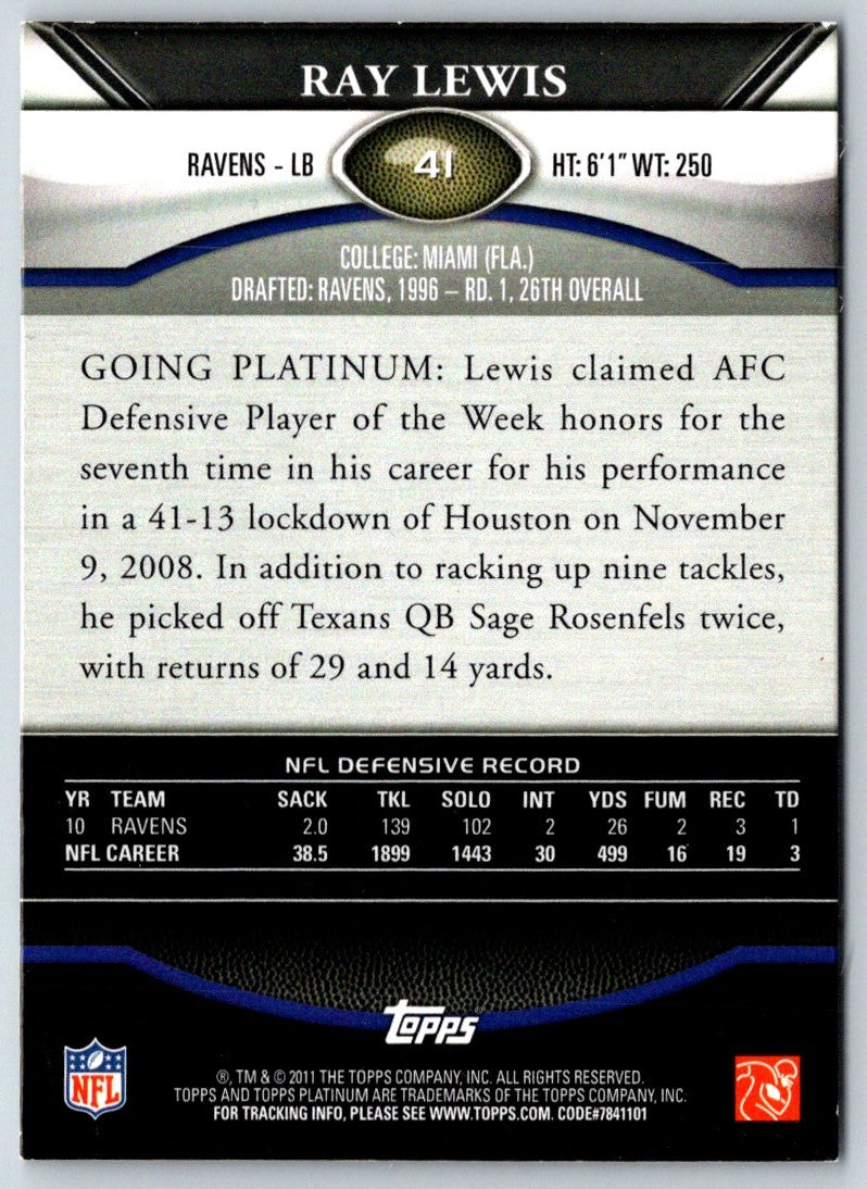 2011 Topps Platinum Ray Lewis