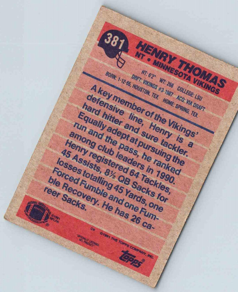 1991 Topps Football Henry Thomas