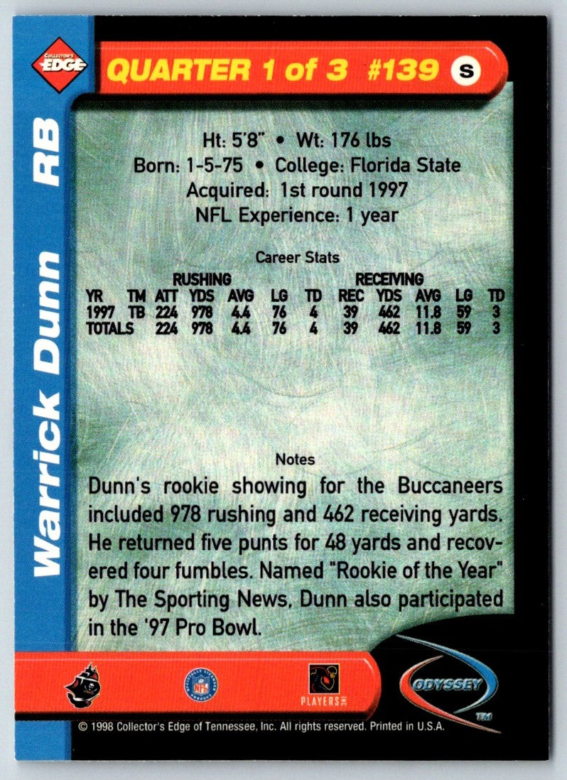 1998 Leaf Rookies & Stars Ticket Masters Warrick Dunn/Trent Dilfer