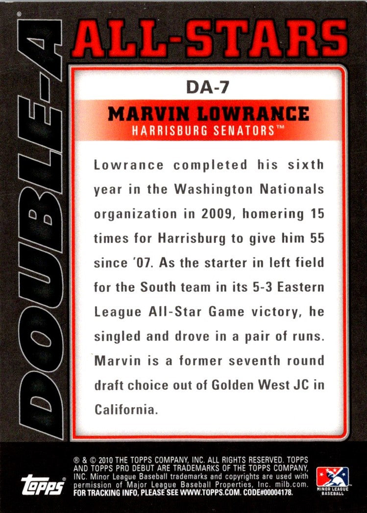 2010 Topps Pro Debut Double-A All-Stars Marvin Lowrance