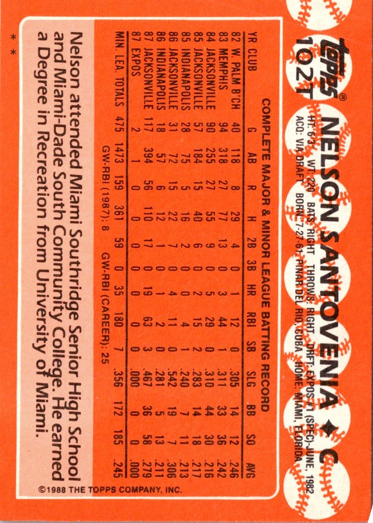 1988 Topps Traded Nelson Santovenia