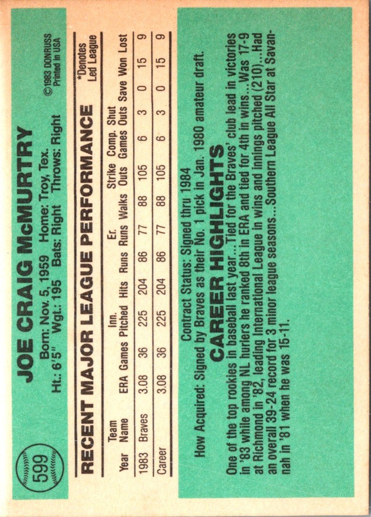 1984 Donruss Craig McMurtry