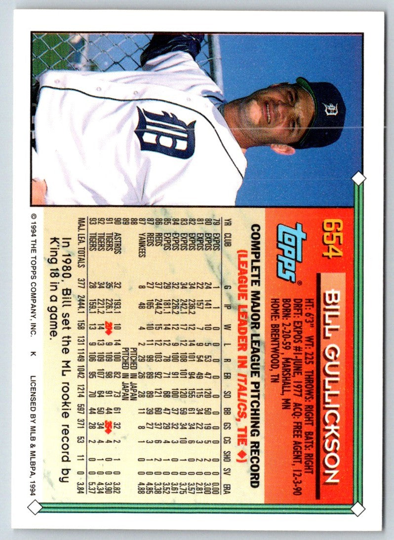 1994 Topps Bill Gullickson