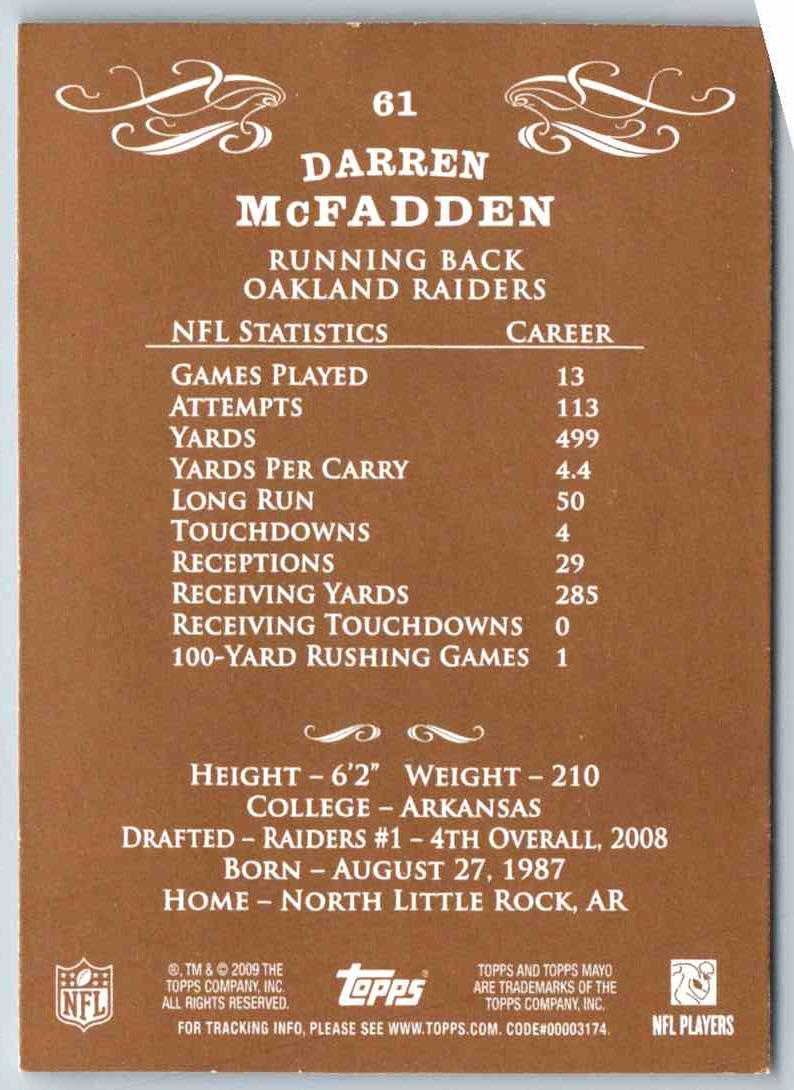 2011 Topps Football Darren Mcfadden