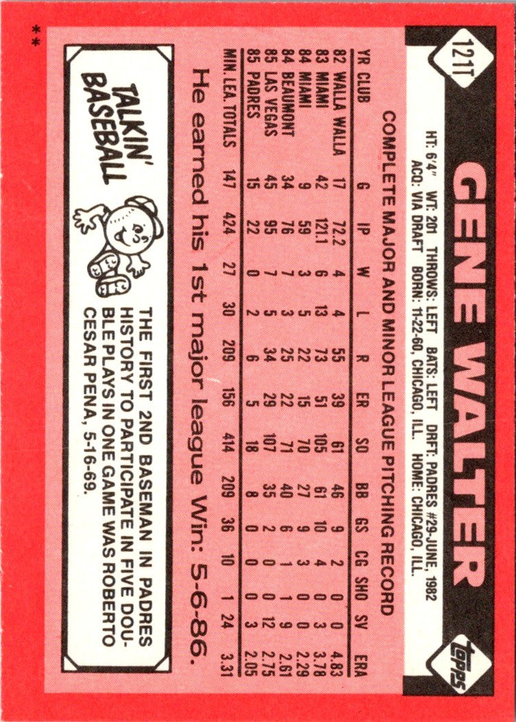 1986 Topps Traded Gene Walter