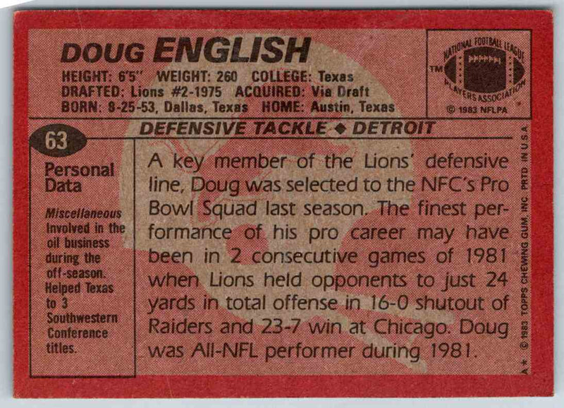 1983 Topps Doug English