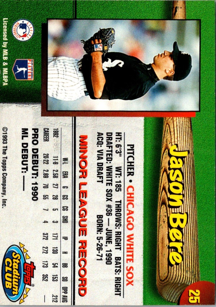 1993 Stadium Club Chicago White Sox Jason Bere