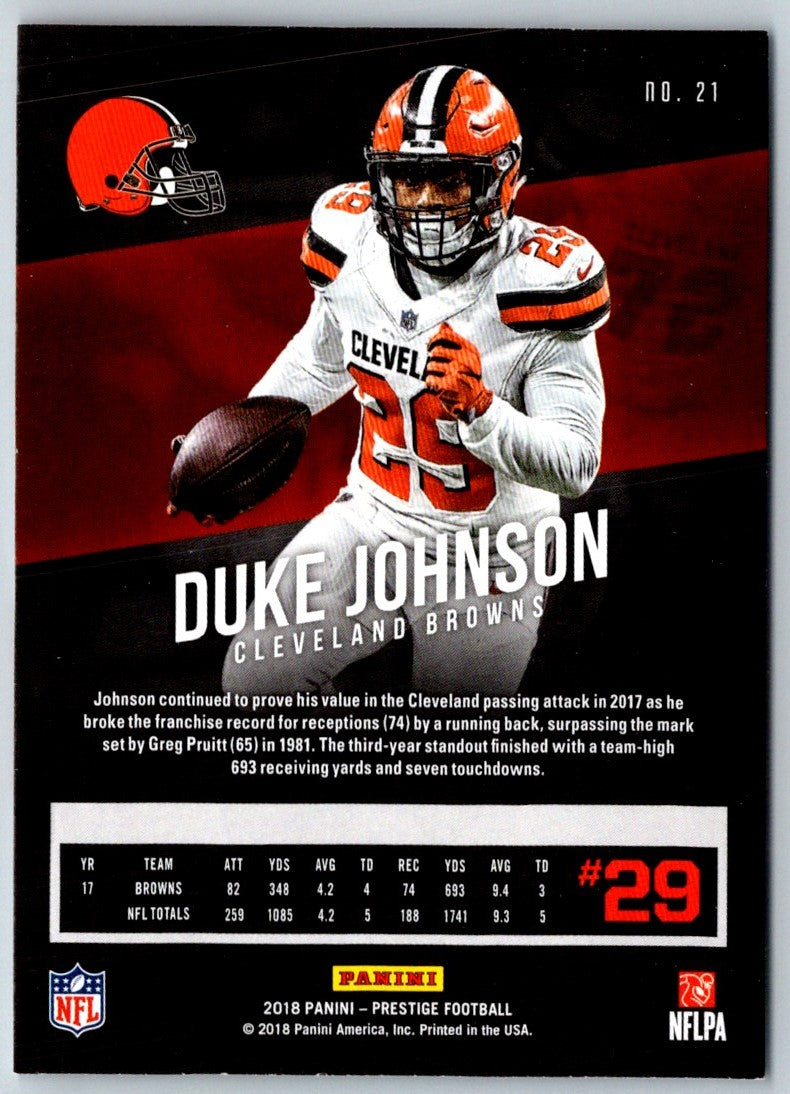 2018 Panini Prestige Xtra Points Blue Duke Johnson