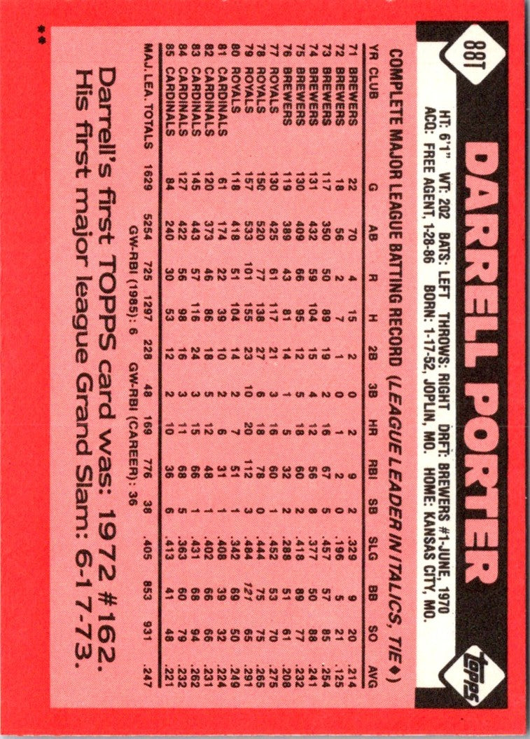 1986 Topps Traded Darrell Porter