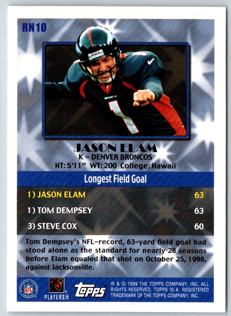 1999 Topps Chrome Record Numbers Jason Elam