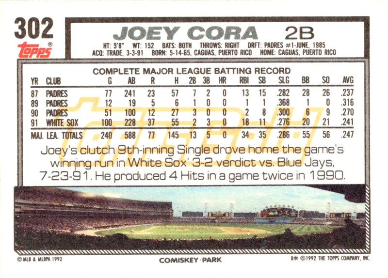 1992 Topps Gold Winners Joey Cora