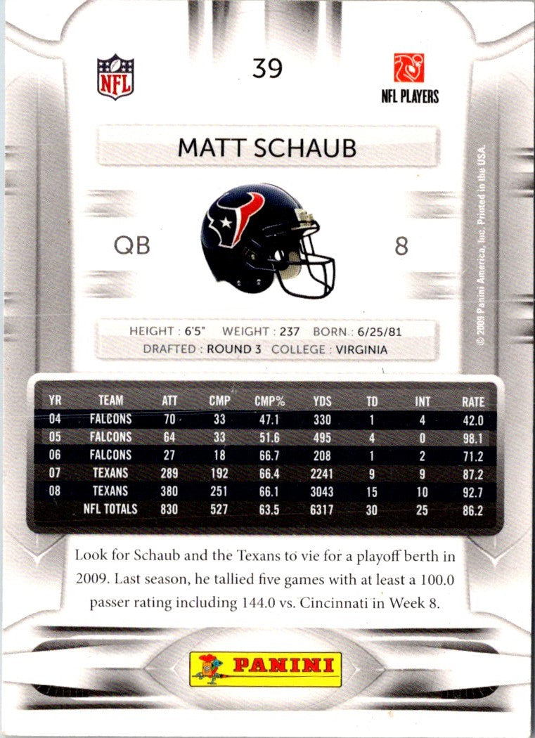 2009 Playoff Prestige Matt Schaub