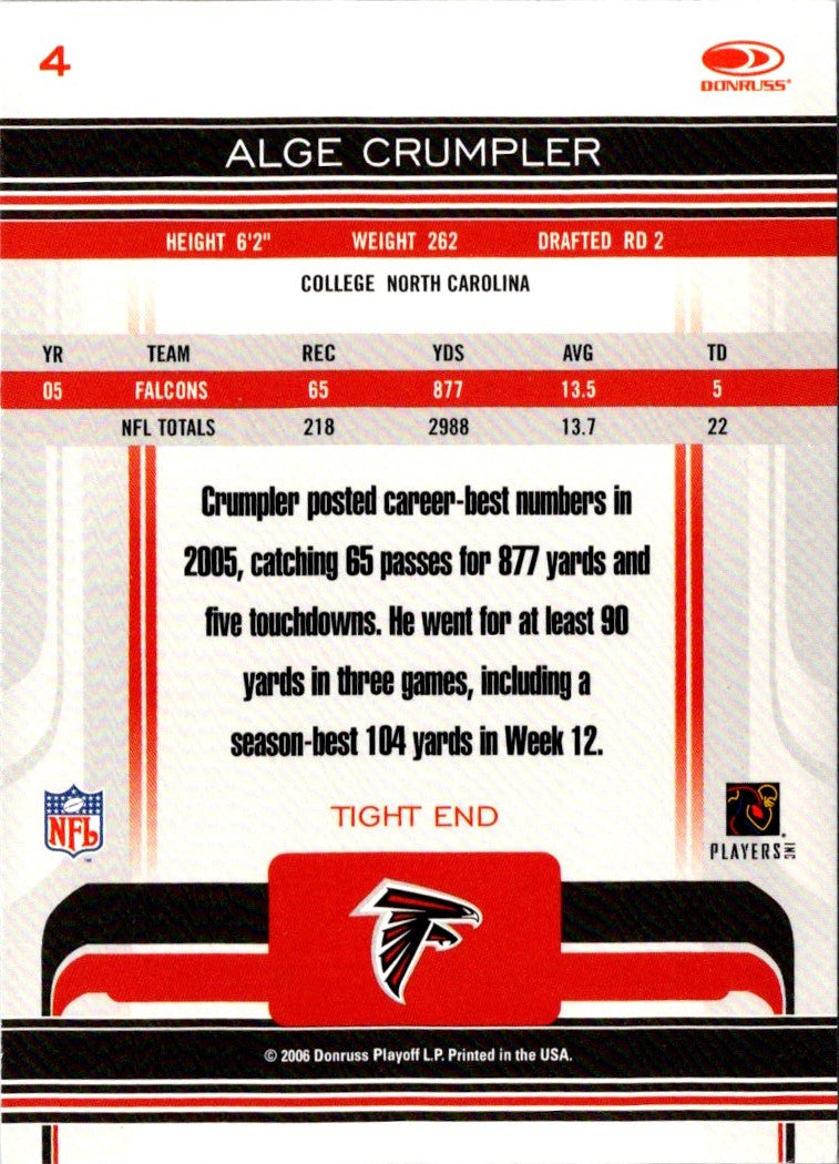 2006 Donruss Gridiron Gear Alge Crumpler