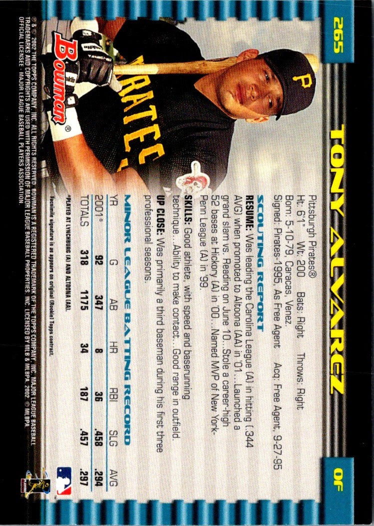 2002 Bowman Tony Alvarez