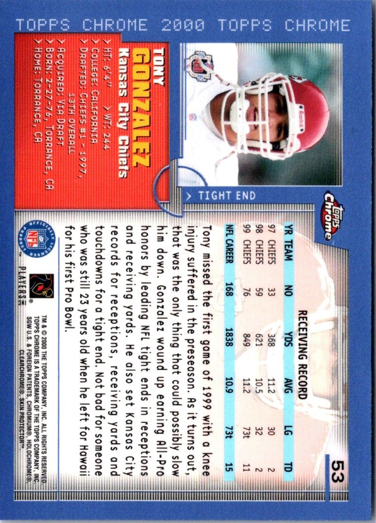2000 Topps Chrome Tony Gonzalez