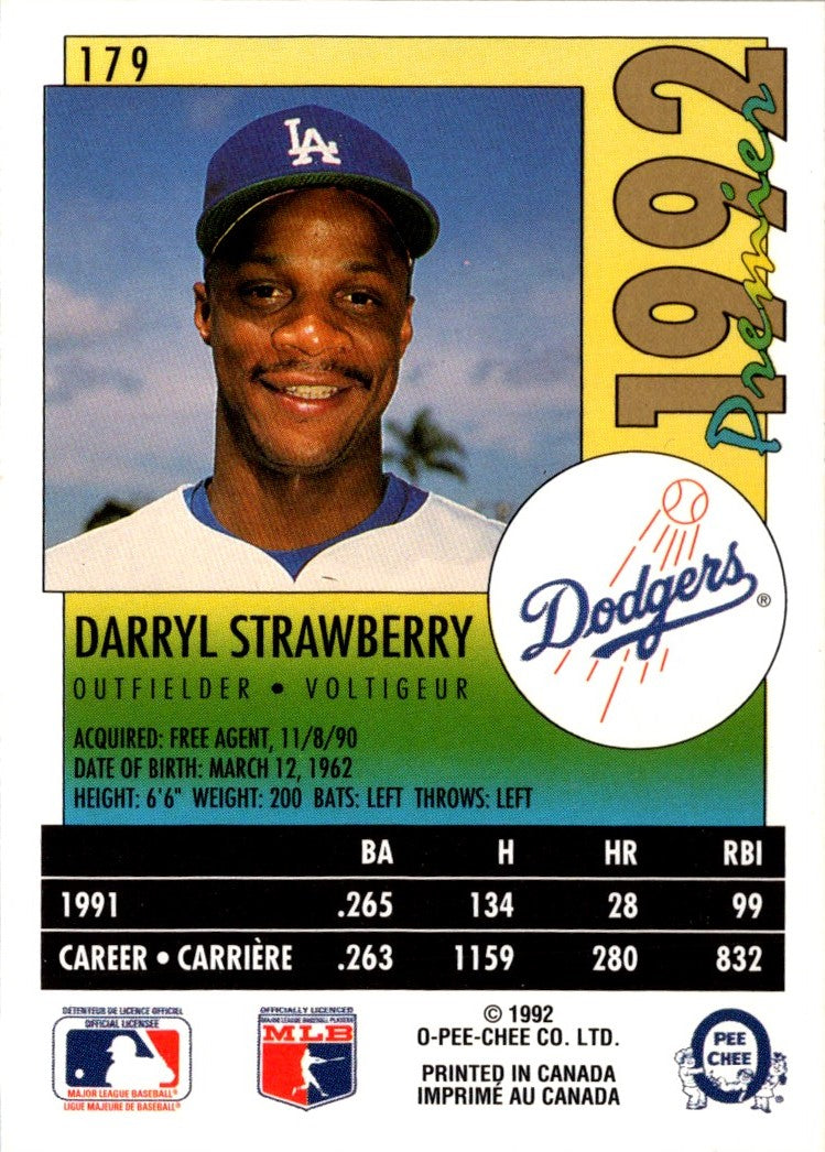 1992 O-Pee-Chee Premier Darryl Strawberry