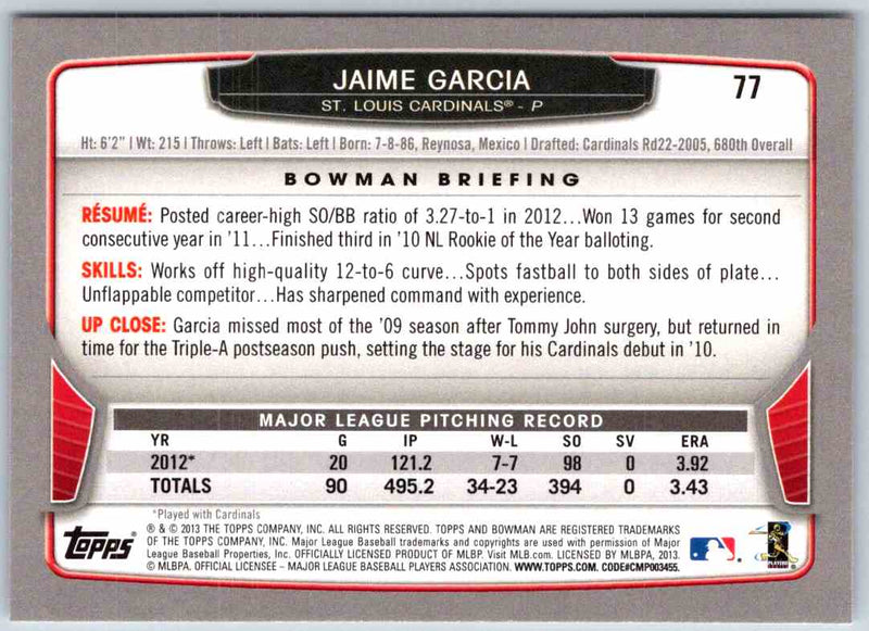 2014 Bowman Jaime Garcia