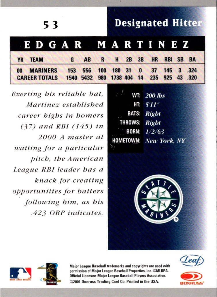 2001 Donruss Classics Edgar Martinez