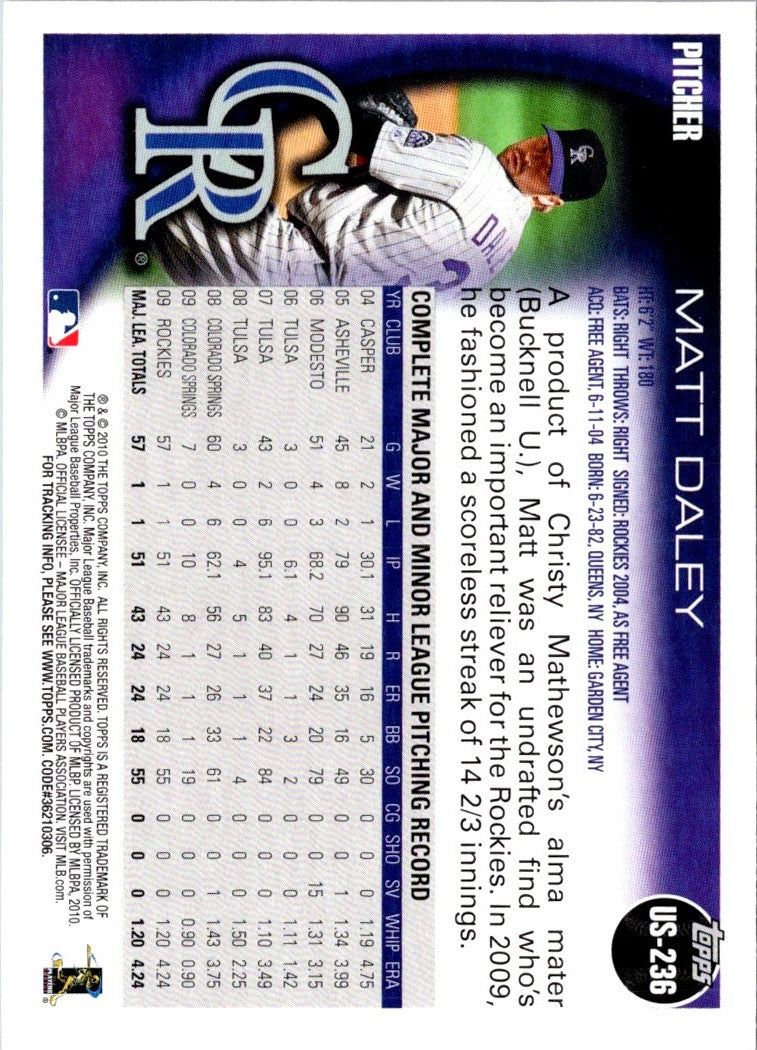 2010 Topps Update Matt Daley