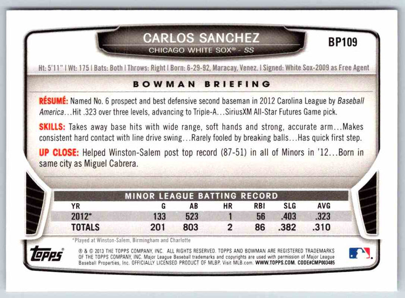 2013 Bowman Carlos Sanchez