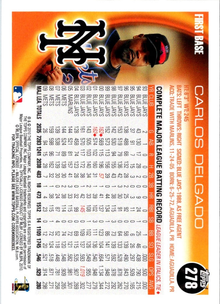 2010 Topps Carlos Delgado